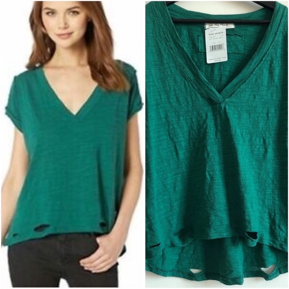 We The Free Tops - We The Free /Free People Distressed V-Neck Tee